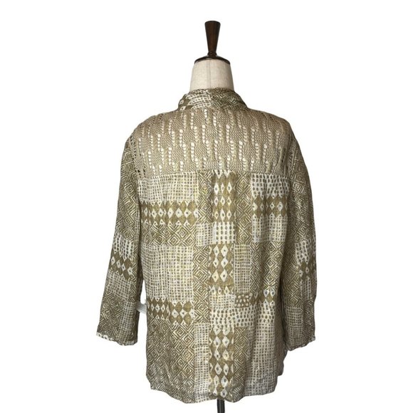 Unworn!! Chico's Metallic Patchwork Lightweight Linen Open Jacket Size M - Picture 4 of 12